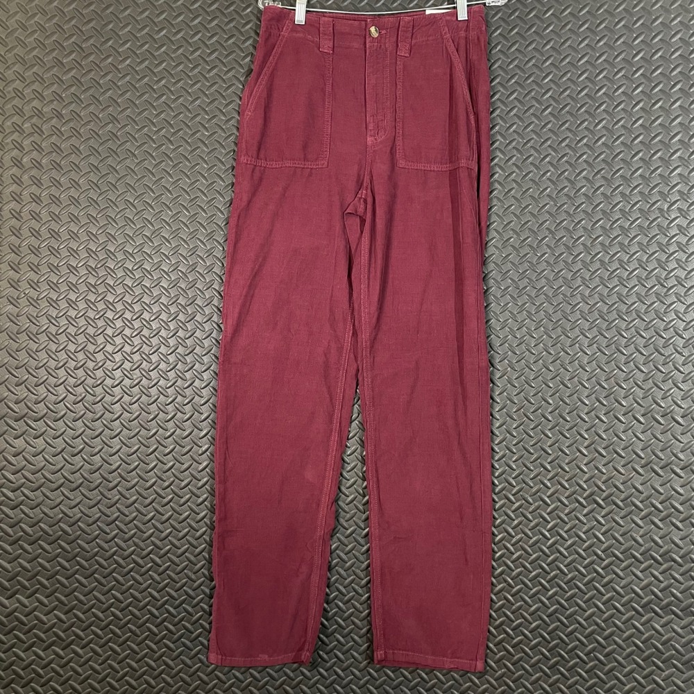 New American Eagle Corduroy Baggy Mom Pants Super High Rise‎ Burgundy Women's 4